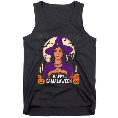 Happy Kamalaween Funny Halloween Kamala Harris Witchy Cat Tank Top