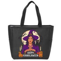 Happy Kamalaween Funny Halloween Kamala Harris Witchy Cat Zip Tote Bag