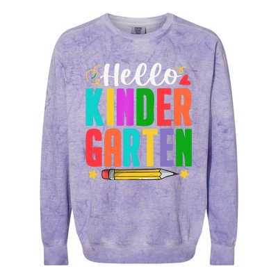 Hello Kindergarten First Day Of School Teachers Students Colorblast Crewneck Sweatshirt