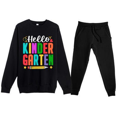 Hello Kindergarten First Day Of School Teachers Students Premium Crewneck Sweatsuit Set