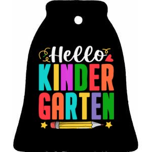 Hello Kindergarten First Day Of School Teachers Students Ceramic Bell Ornament