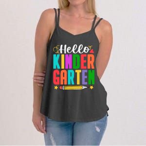 Hello Kindergarten First Day Of School Teachers Students Women's Strappy Tank