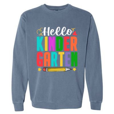 Hello Kindergarten First Day Of School Teachers Students Garment-Dyed Sweatshirt