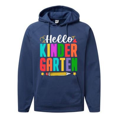 Hello Kindergarten First Day Of School Teachers Students Performance Fleece Hoodie