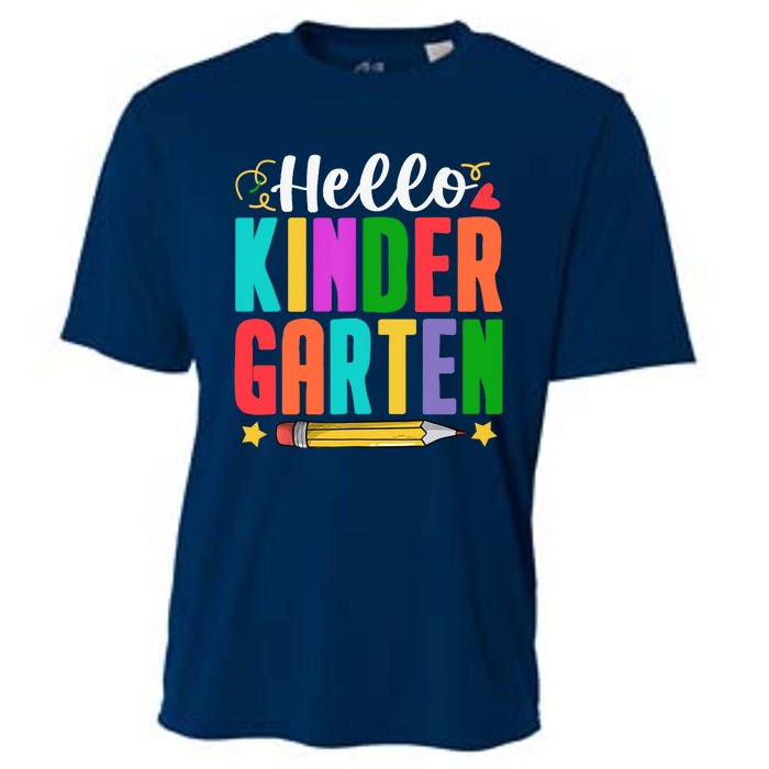 Hello Kindergarten First Day Of School Teachers Students Cooling Performance Crew T-Shirt