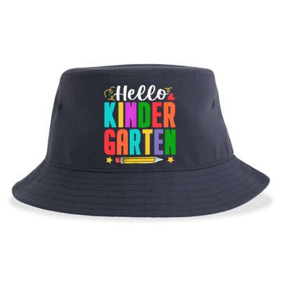 Hello Kindergarten First Day Of School Teachers Students Sustainable Bucket Hat