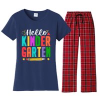 Hello Kindergarten First Day Of School Teachers Students Women's Flannel Pajama Set