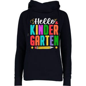 Hello Kindergarten First Day Of School Teachers Students Womens Funnel Neck Pullover Hood