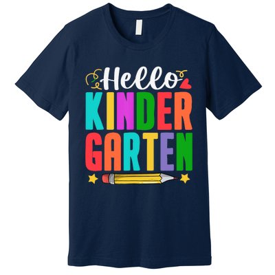 Hello Kindergarten First Day Of School Teachers Students Premium T-Shirt