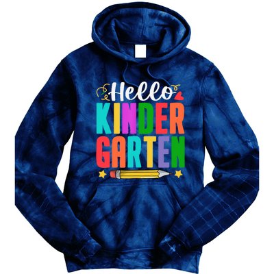 Hello Kindergarten First Day Of School Teachers Students Tie Dye Hoodie