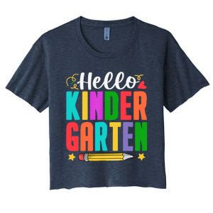 Hello Kindergarten First Day Of School Teachers Students Women's Crop Top Tee