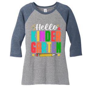 Hello Kindergarten First Day Of School Teachers Students Women's Tri-Blend 3/4-Sleeve Raglan Shirt