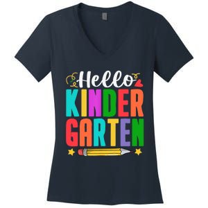 Hello Kindergarten First Day Of School Teachers Students Women's V-Neck T-Shirt