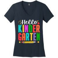 Hello Kindergarten First Day Of School Teachers Students Women's V-Neck T-Shirt