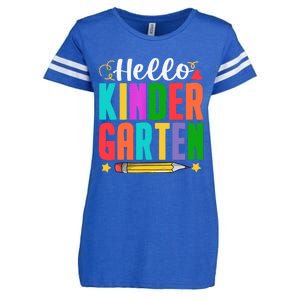 Hello Kindergarten First Day Of School Teachers Students Enza Ladies Jersey Football T-Shirt