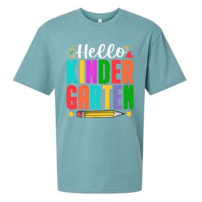 Hello Kindergarten First Day Of School Teachers Students Sueded Cloud Jersey T-Shirt