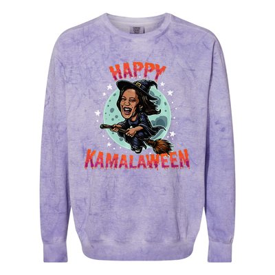 Happy Kamalaween Funny Kamala Harris 2024 Halloween Witch Colorblast Crewneck Sweatshirt