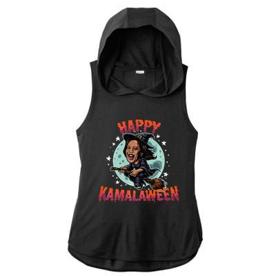 Happy Kamalaween Funny Kamala Harris 2024 Halloween Witch Ladies PosiCharge Tri-Blend Wicking Draft Hoodie Tank