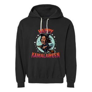 Happy Kamalaween Funny Kamala Harris 2024 Halloween Witch Garment-Dyed Fleece Hoodie