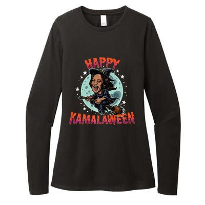 Happy Kamalaween Funny Kamala Harris 2024 Halloween Witch Womens CVC Long Sleeve Shirt