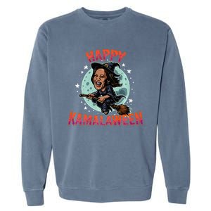 Happy Kamalaween Funny Kamala Harris 2024 Halloween Witch Garment-Dyed Sweatshirt