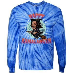 Happy Kamalaween Funny Kamala Harris 2024 Halloween Witch Tie-Dye Long Sleeve Shirt