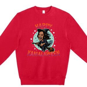 Happy Kamalaween Funny Kamala Harris 2024 Halloween Witch Premium Crewneck Sweatshirt