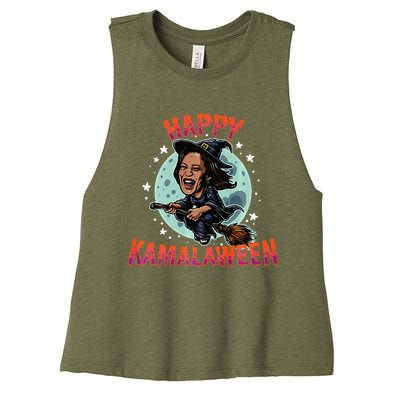 Happy Kamalaween Funny Kamala Harris 2024 Halloween Witch Women's Racerback Cropped Tank