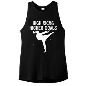 High Kicks Higher Goals Taekwondo Martial Arts Tkd Gift Ladies PosiCharge Tri-Blend Wicking Tank