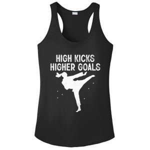 High Kicks Higher Goals Taekwondo Martial Arts Tkd Gift Ladies PosiCharge Competitor Racerback Tank