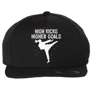 High Kicks Higher Goals Taekwondo Martial Arts Tkd Gift Wool Snapback Cap