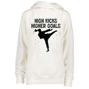 High Kicks Higher Goals Taekwondo Martial Arts Tkd Gift Womens Funnel Neck Pullover Hood