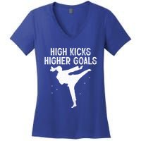 High Kicks Higher Goals Taekwondo Martial Arts Tkd Gift Women's V-Neck T-Shirt