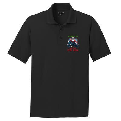 He Knows If You Shut Your Fivehole Christmas Santa Hockey Great Gift PosiCharge RacerMesh Polo