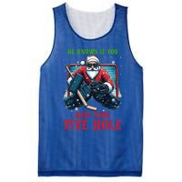 He Knows If You Shut Your Fivehole Christmas Santa Hockey Great Gift Mesh Reversible Basketball Jersey Tank