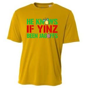 He Knows If Yinz Been Jagoffs Gift Pittsburghese Christmas Xmas Gift Cooling Performance Crew T-Shirt