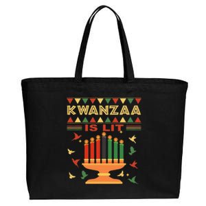 Happy Kwanzaa It's Lit African American Cotton Canvas Jumbo Tote