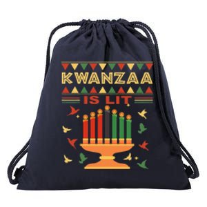 Happy Kwanzaa It's Lit African American Drawstring Bag