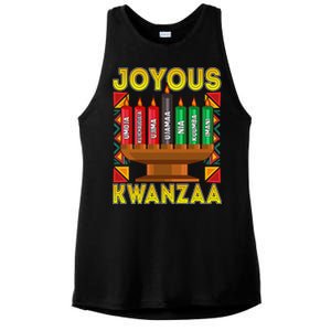 Happy Kwanzaa Kinara Candles African American Holiday Ladies PosiCharge Tri-Blend Wicking Tank