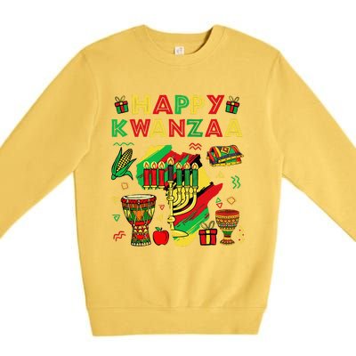 Happy Kwanzaa Kinara Set Mazao African American Christmas Premium Crewneck Sweatshirt