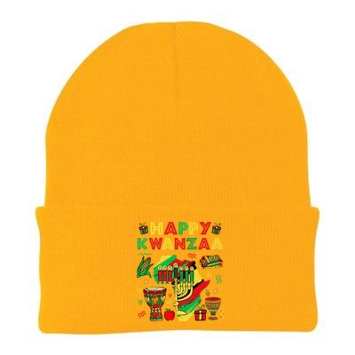 Happy Kwanzaa Kinara Set Mazao African American Christmas Knit Cap Winter Beanie