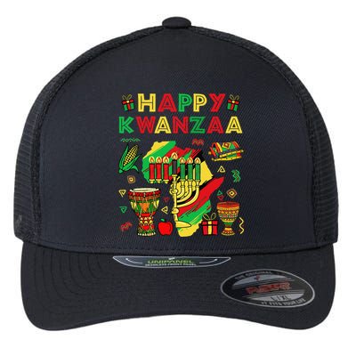 Happy Kwanzaa Kinara Set Mazao African American Christmas Flexfit Unipanel Trucker Cap