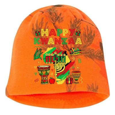 Happy Kwanzaa Kinara Set Mazao African American Christmas Kati - Camo Knit Beanie