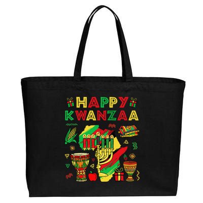 Happy Kwanzaa Kinara Set Mazao African American Christmas Cotton Canvas Jumbo Tote