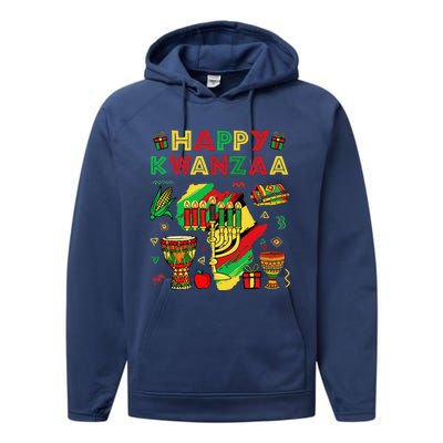 Happy Kwanzaa Kinara Set Mazao African American Christmas Performance Fleece Hoodie