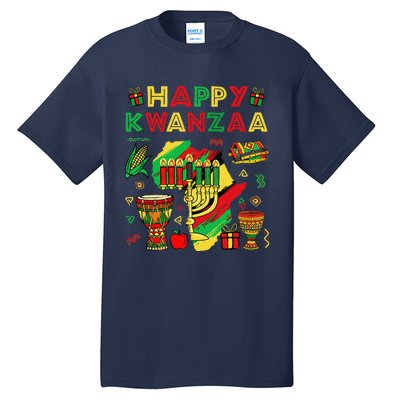 Happy Kwanzaa Kinara Set Mazao African American Christmas Tall T-Shirt