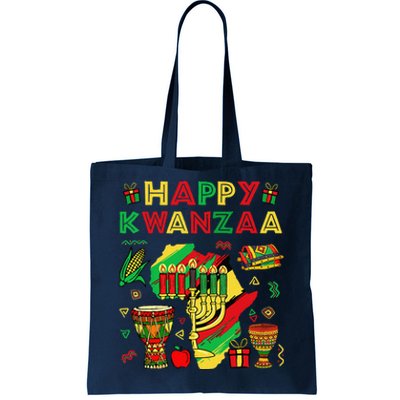 Happy Kwanzaa Kinara Set Mazao African American Christmas Tote Bag