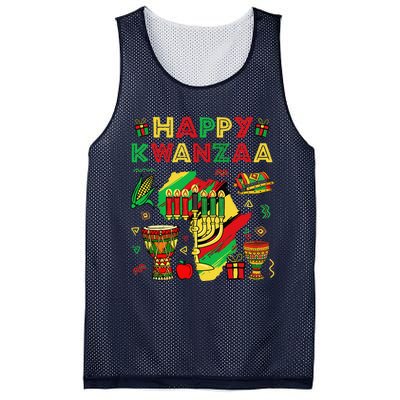 Happy Kwanzaa Kinara Set Mazao African American Christmas Mesh Reversible Basketball Jersey Tank