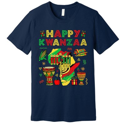 Happy Kwanzaa Kinara Set Mazao African American Christmas Premium T-Shirt