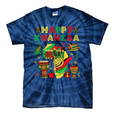 Happy Kwanzaa Kinara Set Mazao African American Christmas Tie-Dye T-Shirt